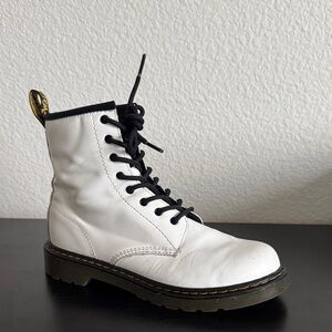 White Dr. Martins Lace-Up Boots